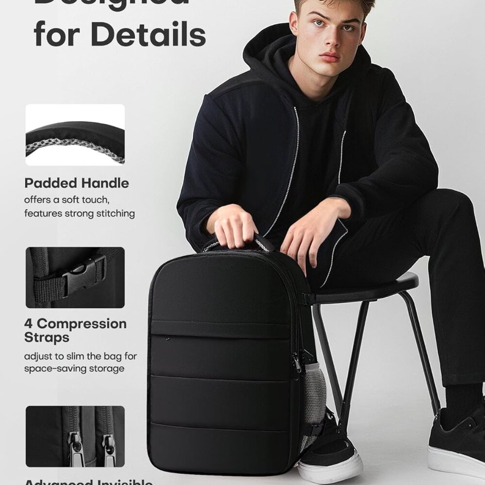 Travel Backpack - Flight Approved Travel Bag for Men and Women, Carry on Luggage - Picture 6 of 8